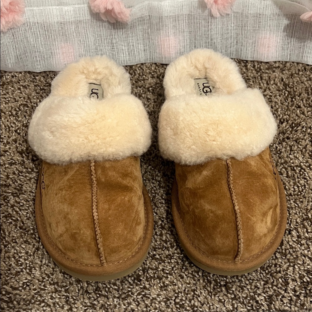 UGG Women’s Brown and Cream Sheepskin Slippers
